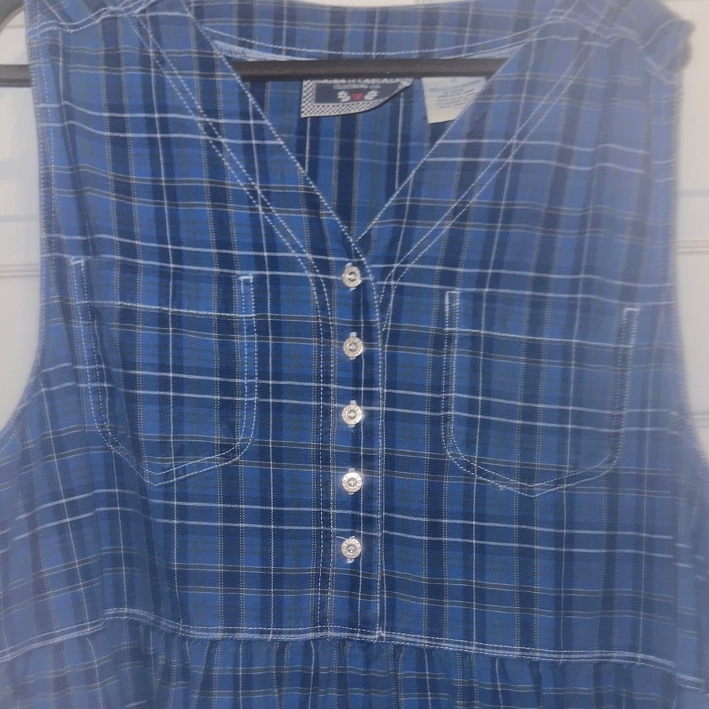 Elegant Blue Plaid Midi Dress - Picture 4 of 8